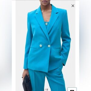 Mango Electric Blue Tailored Blazer and Pant Set